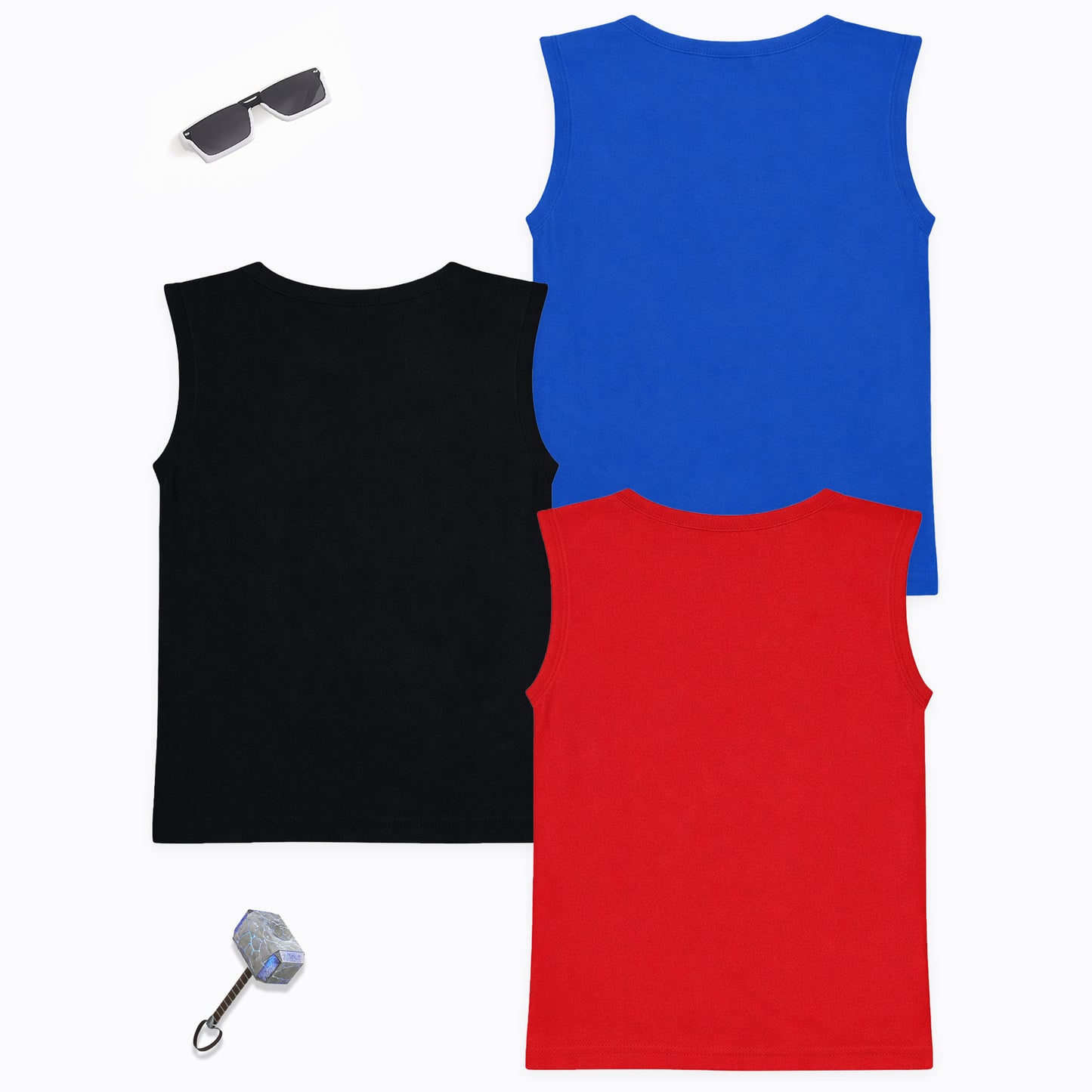 Kuchipoo © Marvel Boys Sleeveless Cotton T-Shirts - Pack of 3