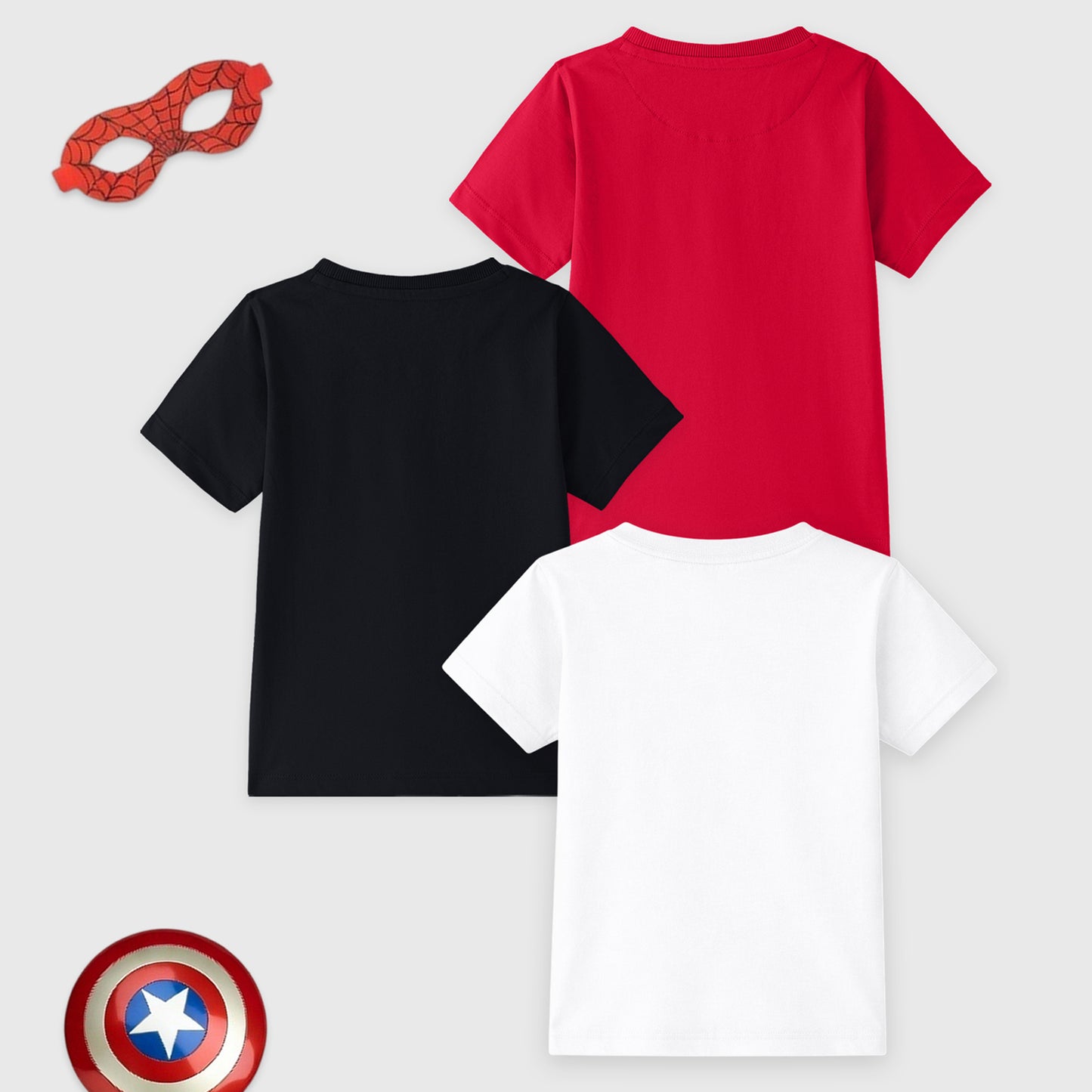 Kuchipoo © Marvel Boys Avengers & Spider-Man Printed Cotton T-Shirt Combo | Superheroes Graphic Cotton Tees | Casual Summer Wear | Pack of 3