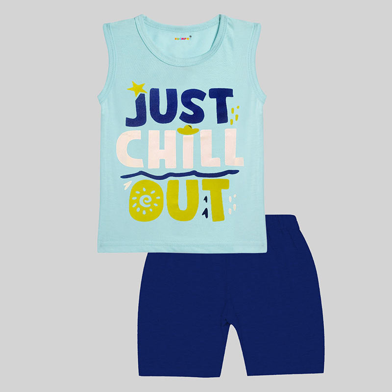 KUCHIPOO BOYS SLEEVELESS T-SHIRTS AND SHORTS SET