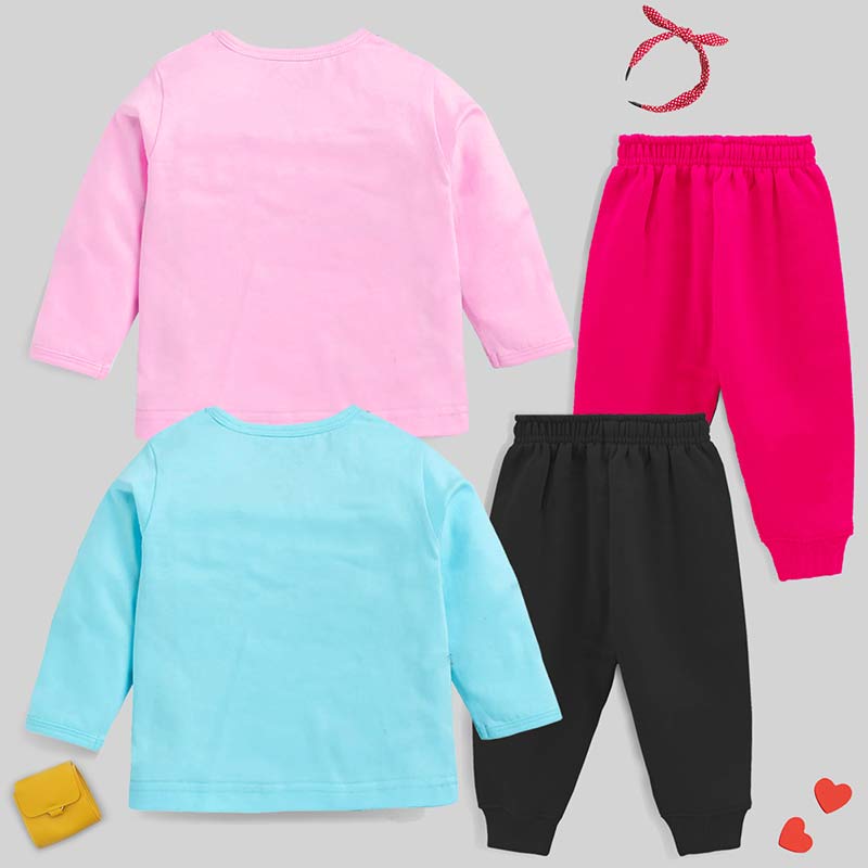 KUCHIPOO Baby Girls T-Shirts and Pyjamas Set