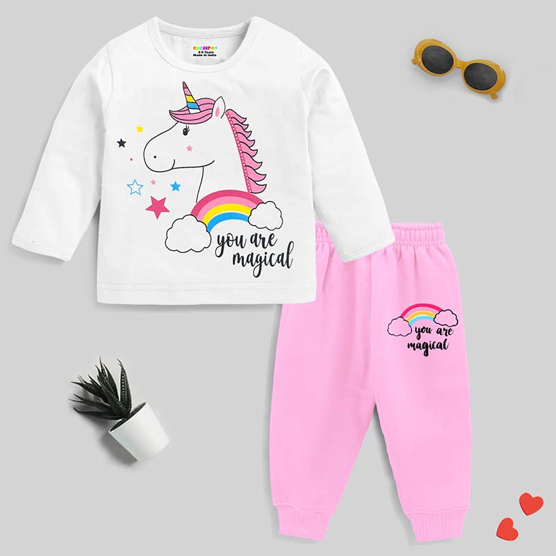 KUCHIPOO Baby Girls  T-Shirts and Pyjamas Set