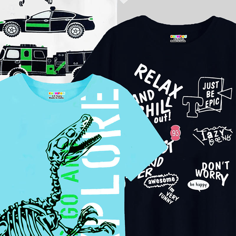 KUCHIPOO Boys Half Sleeves T-Shirts