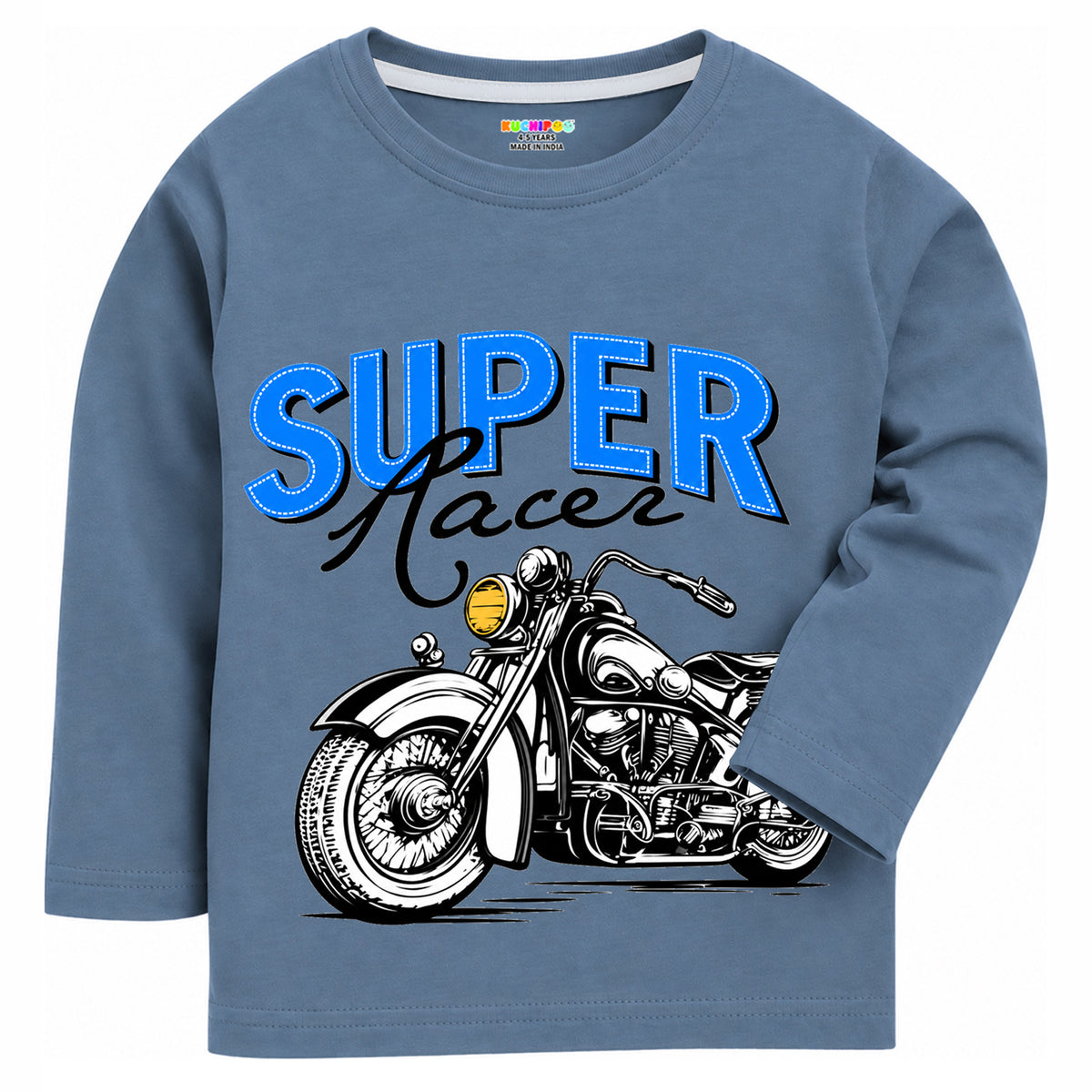 Kuchipoo Boys Cotton Printed T-Shirts | Full Sleeve Round Neck | Soft & Comfortable Casual Wear for Kids | Pack of 5