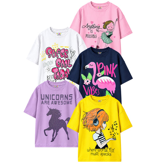 KUCHIPOO Girls Half Sleeves T-Shirts