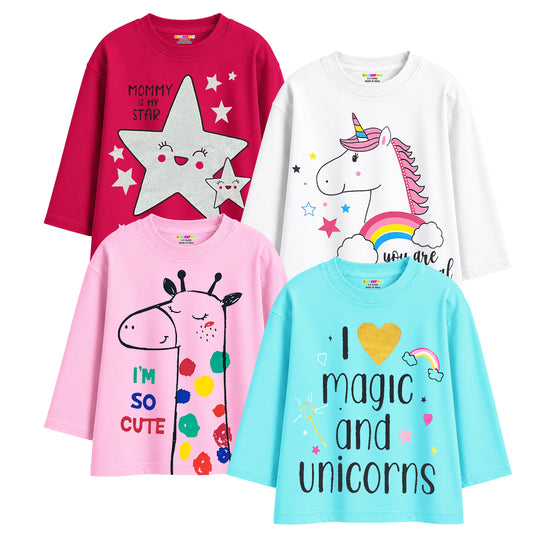 KUCHIPOO Baby Girls  Full Sleeves T-Shirts