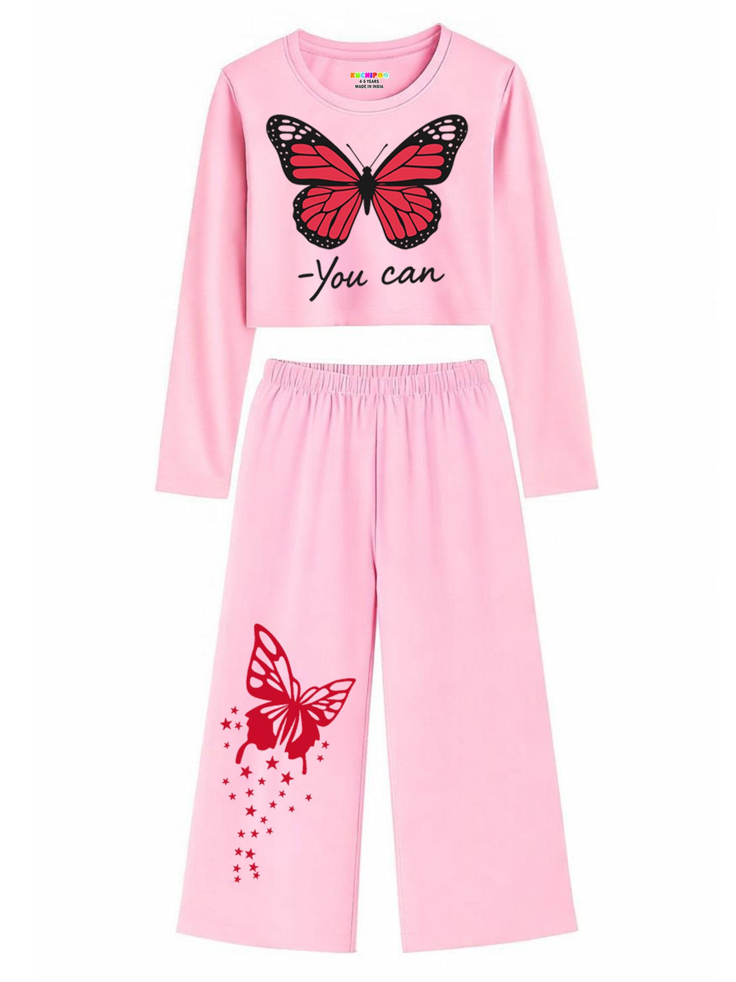 Kuchipoo Girls Cotton T-Shirt and Palazzo Set