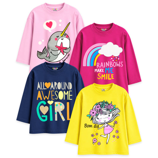 KUCHIPOO Baby Girls Full Sleeves T-Shirts
