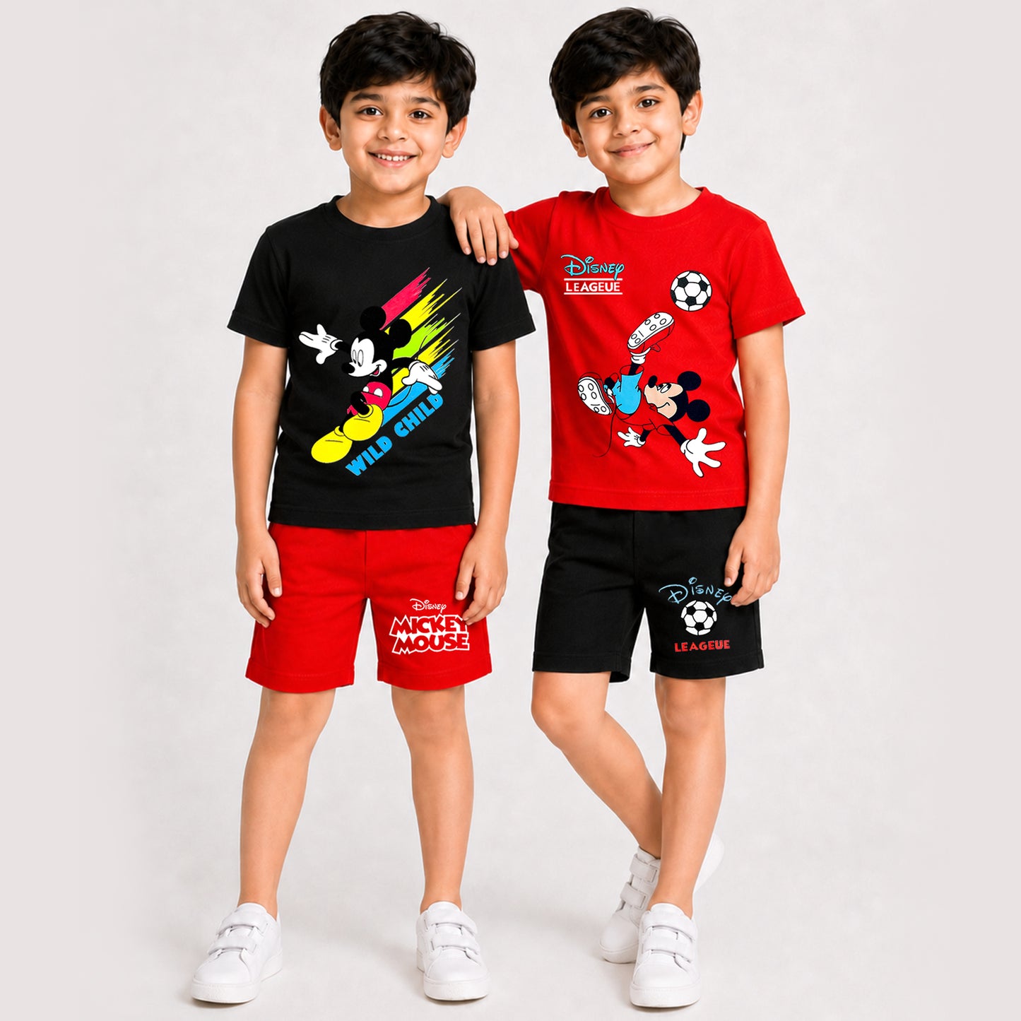 KUCHIPO @ DISNEY  BOYS HALF SLEEVES T-SHIRTS AND SHORTS SET