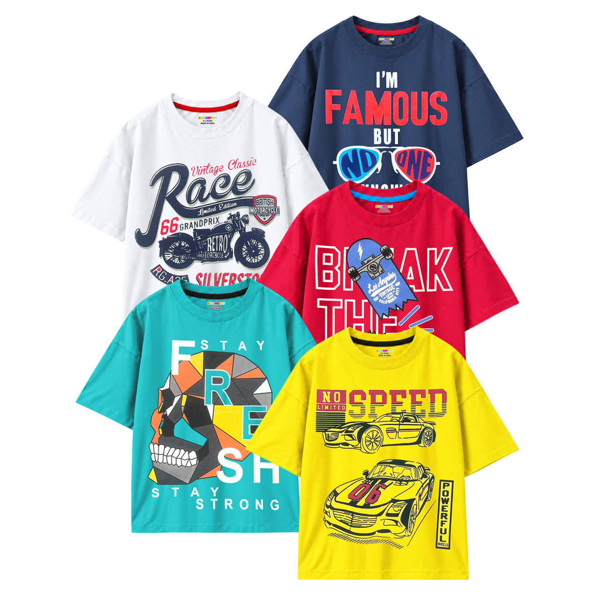 KUCHIPOO Boys Half Sleeves T-Shirts