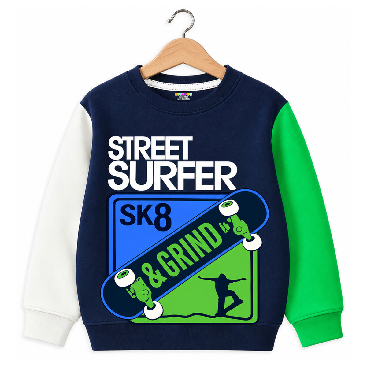 Kuchipoo Boys Graphic Printed Full Sleeve Round Neck Sweatshirt | Regular Fit Winterwear