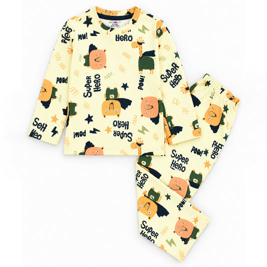 Kuchipoo Boys and Girls Printed Full Sleeve T-Shirt & Pajama Set | Soft & Comfortable Kids Night Suit | Cozy Casual Wear for Light Winters
