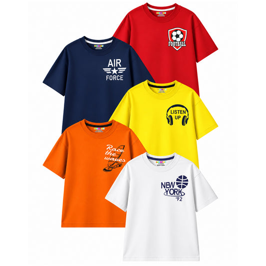 Kuchipoo Boys Half Sleeves Regular Fit Cotton T-Shirt