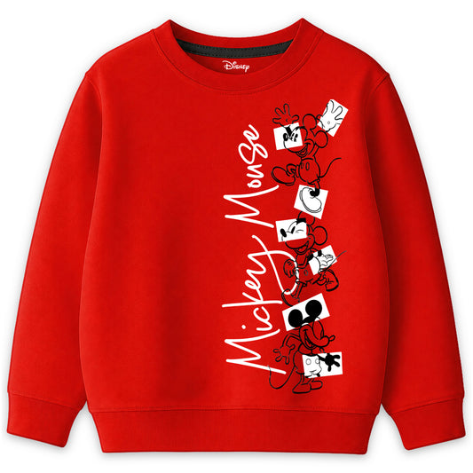 Kuchipoo © Disney Boys Mickey Mouse Graphic Printed Full Sleeve Round Neck Sweatshirt | Regular Fit Winterwear