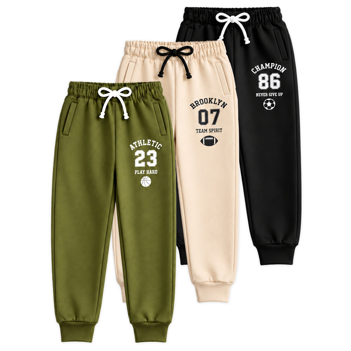 Kuchipoo Boys Printed Jogger Track Pants | Soft & Comfortable Regular Fit Lower with Elastic Waist, Drawstring & Ribbed Cuffs | Casual Sportswear for Kids | Pack of 3