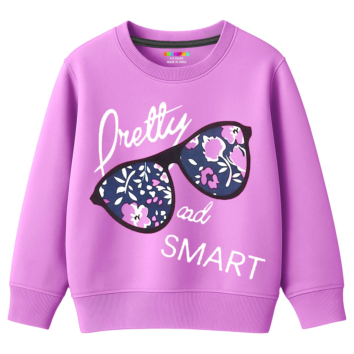Kuchipoo Girls Regular Fit Graphic Printed Full Sleeve Round Neck Winterwear