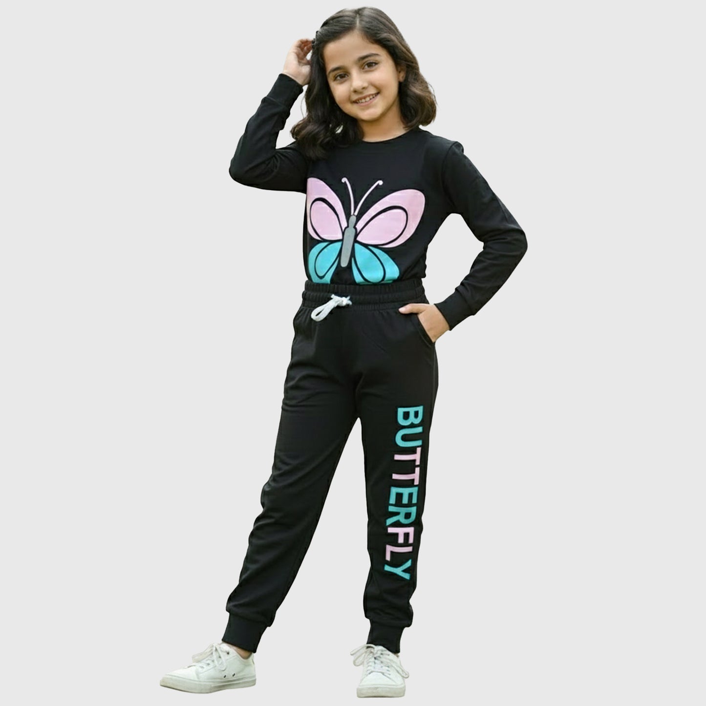 Kuchipoo Girls Regular Fit Cotton T-Shirt and Trackpant Set