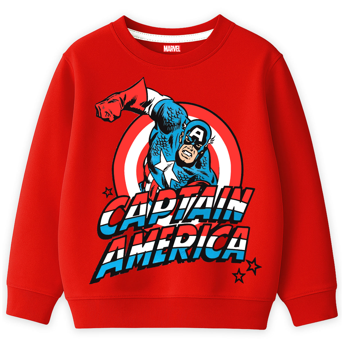 Kuchipoo © Marvel Boys Captain America Graphic Printed Full Sleeve Round Neck Sweatshirt | Regular Fit Winterwear
