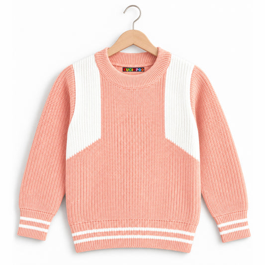 Kuchipoo Girls' Winter Wear Knitted Sweater | Full Sleeves Warm Pullover | Casual & Stylish Kids' Jumper
