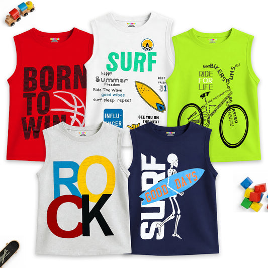 KUCHIPOO Boys Sleeves less T-Shirts