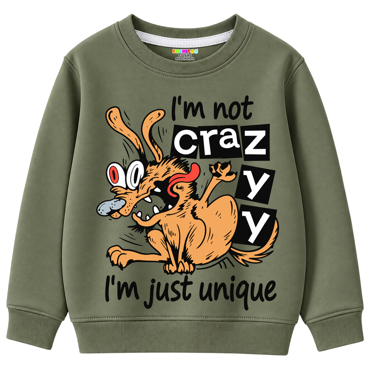 Kuchipoo Boys Graphic Printed Full Sleeve Round Neck Sweatshirt | Regular Fit Winterwear