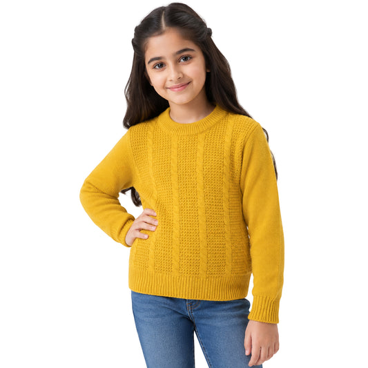 Kuchipoo Girls' Winter Wear Knitted Sweater | Full Sleeves Warm Pullover | Casual & Stylish Kids' Jumper