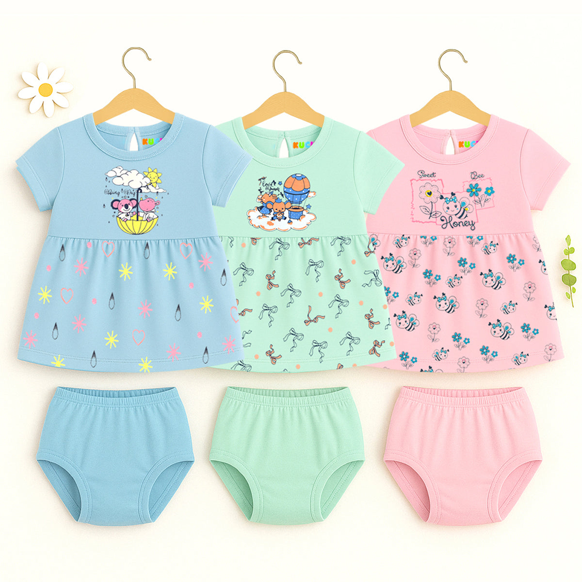 Kuchipoo Girls Regular Fit Short Sleeves Dress