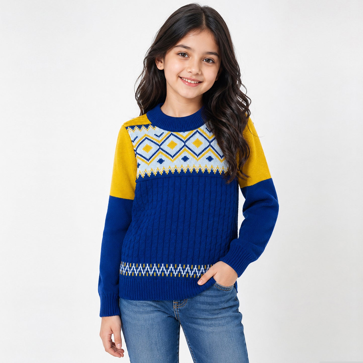 Kuchipoo Girls' Winter Wear Knitted Sweater | Full Sleeves Warm Pullover | Casual & Stylish Kids' Jumper
