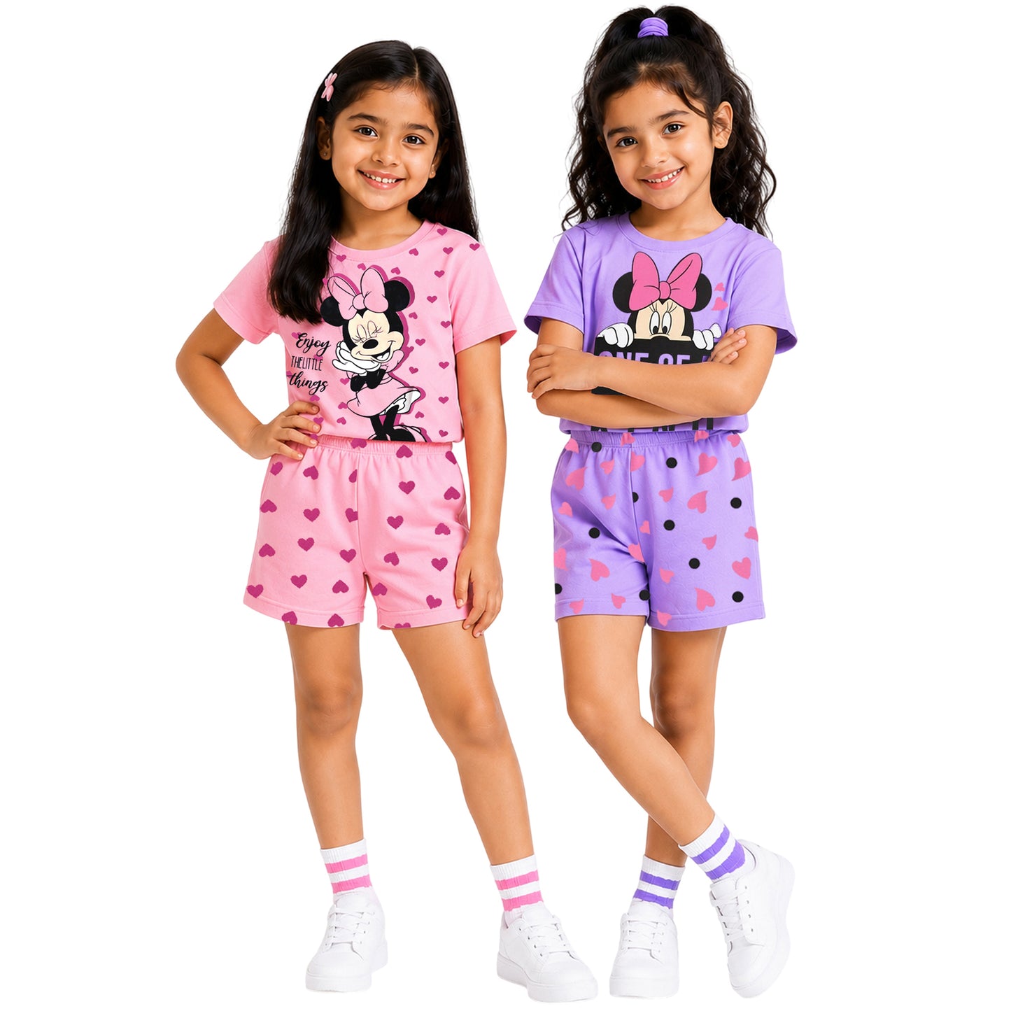 Kuchipoo © Disney Stitch Cotton T-Shirts and Shorts Set for Girls - Pack of 2