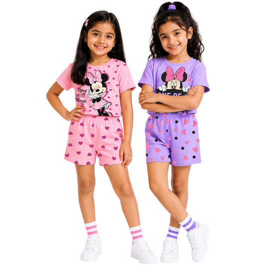 Kuchipoo © Disney Stitch Cotton T-Shirts and Shorts Set for Girls - Pack of 2