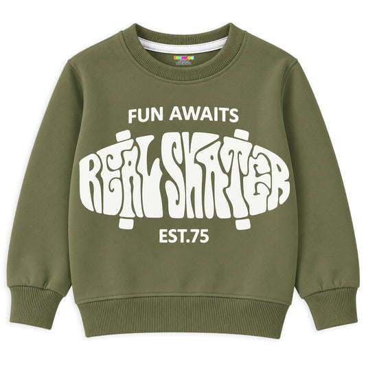 Kuchipoo Boys Graphic Printed Full Sleeve Round Neck Sweatshirt | Regular Fit Winterwear