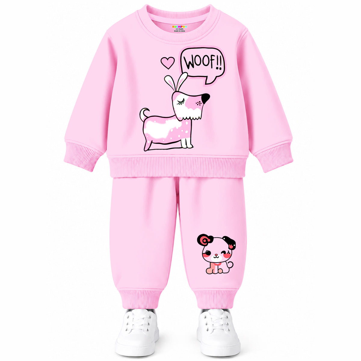 Kuchipoo Girls Printed Sweatshirt & Track Pant Set | Full Sleeve Winter Co-ord Set | Soft & Comfortable Casual Wear for Kids