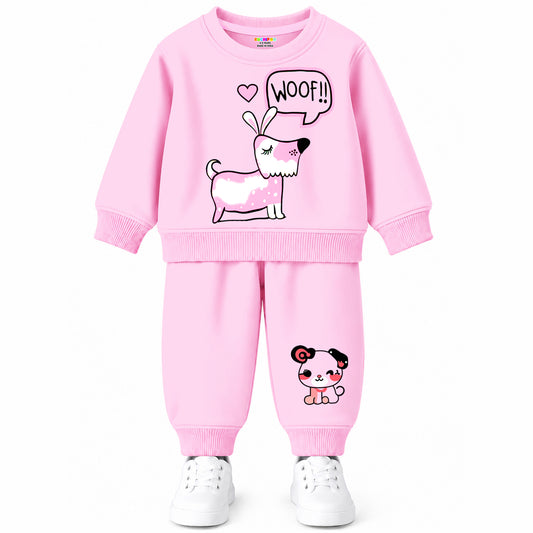Kuchipoo Girls Printed Sweatshirt & Track Pant Set | Full Sleeve Winter Co-ord Set | Soft & Comfortable Casual Wear for Kids