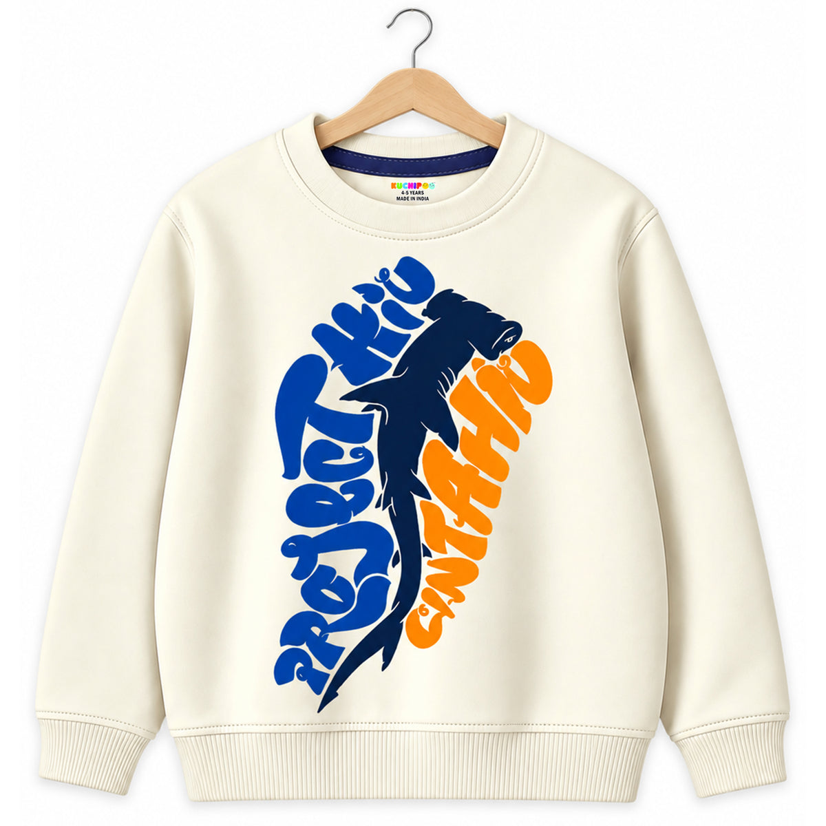 Kuchipoo Boys Graphic Printed Full Sleeve Round Neck Sweatshirt | Regular Fit Winterwear