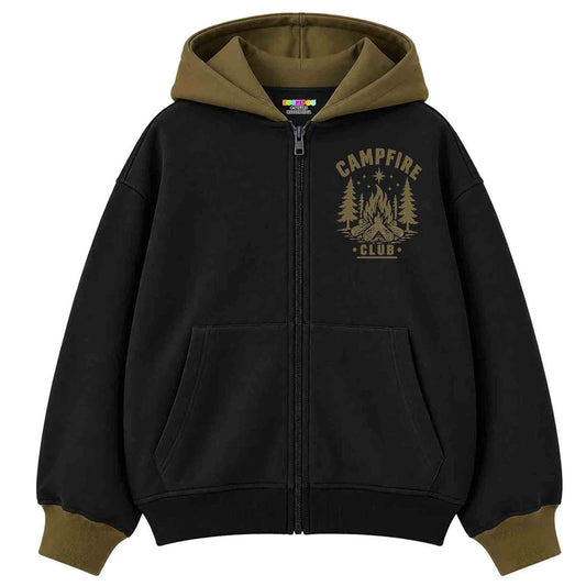 Kuchipoo Boys Printed Hooded Sweatshirt | Full Sleeve Zipper Hoodie with Kangaroo Pocket & Ribbed Cuffs | Warm & Comfortable Casual Winter Wear for Kids