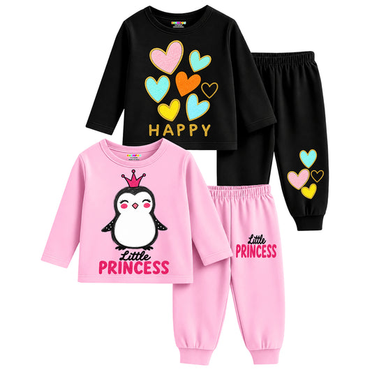 KUCHIPOO Baby Girls  T-Shirts and Pyjamas Set
