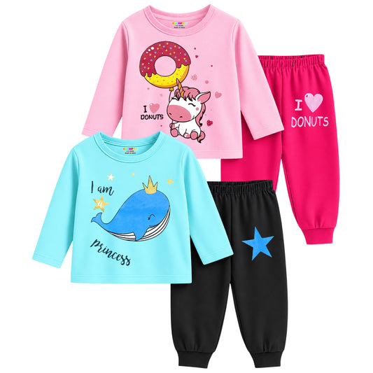 KUCHIPOO Baby Girls T-Shirts and Pyjamas Set