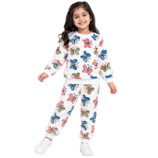 Kuchipoo Girls Supersoft Top & Pajama Set | Round Neck Full Sleeve Top & Pajama | Warm Winterwear