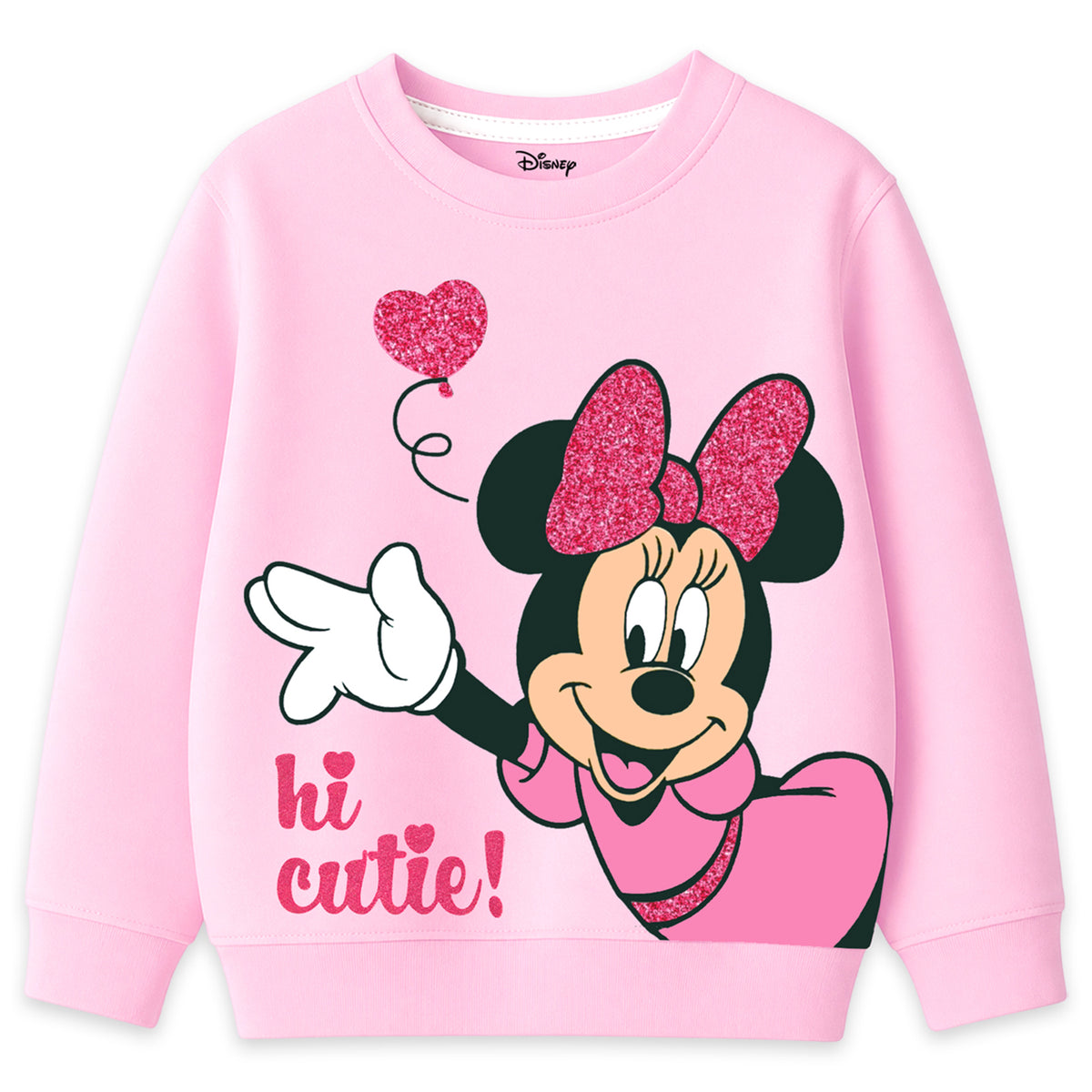 Kuchipoo © Disney Girls Minnie Mouse Graphic Printed Full Sleeve Round Neck Sweatshirt | Regular Fit Winterwear