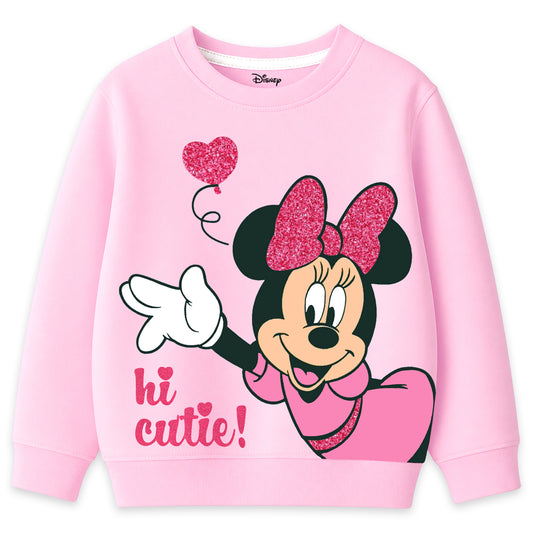 Kuchipoo © Disney Girls Minnie Mouse Graphic Printed Full Sleeve Round Neck Sweatshirt | Regular Fit Winterwear