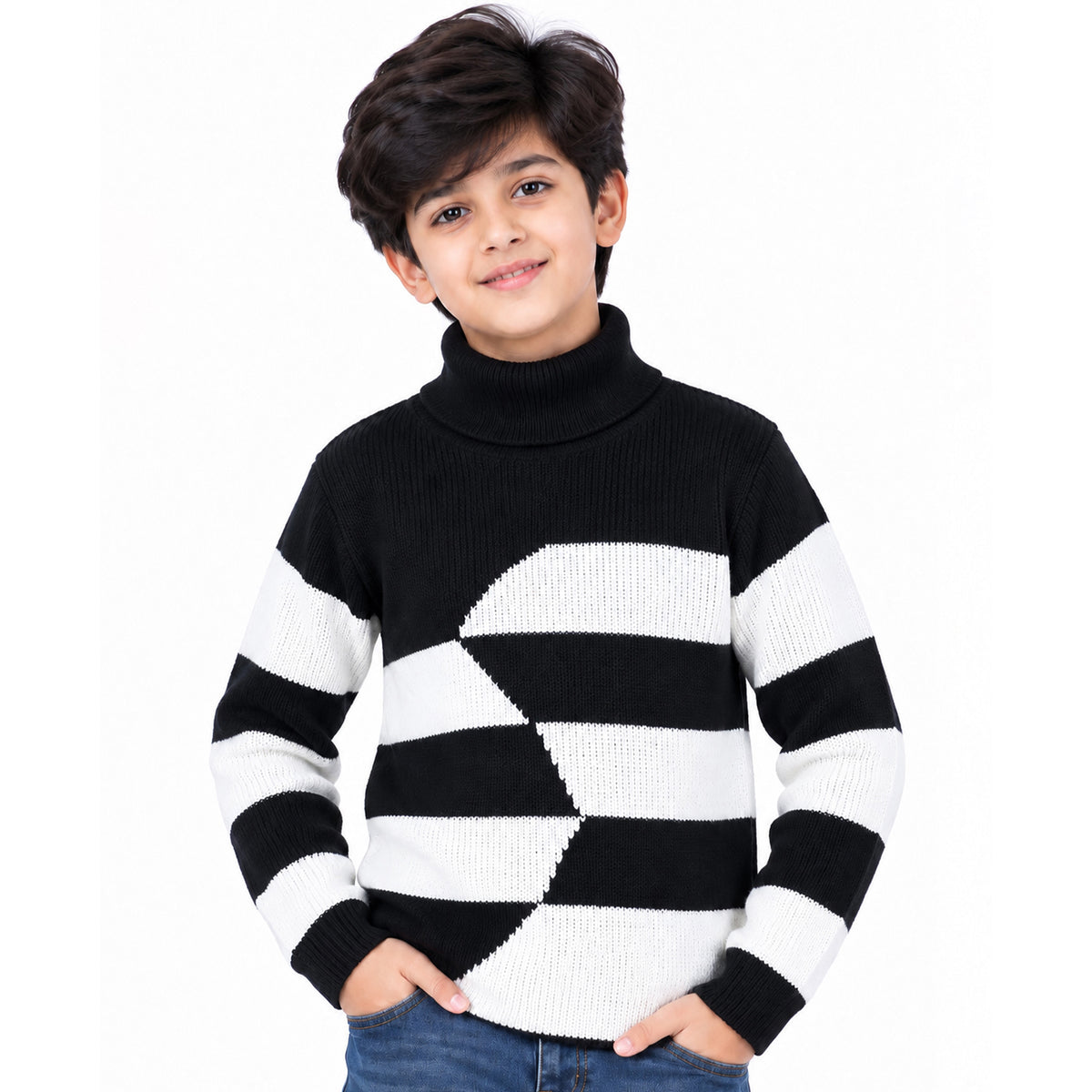 Kuchipoo Boys' High Neck Winter Wear Knitted Sweater | Full Sleeves Warm Pullover | Casual & Stylish Kids' Jumper