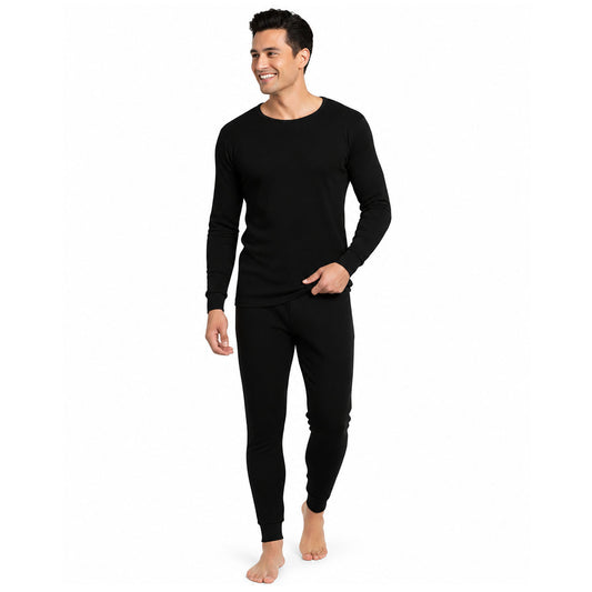Kuchipoo Menâ€™s Winter Thermal Set | Black Full Sleeves Top & Bottom Innerwear for Warmth & Comfort
