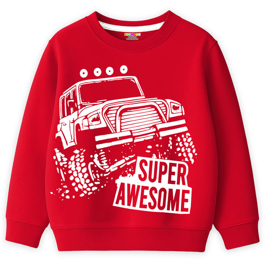 Kuchipoo Boys Graphic Printed Full Sleeve Round Neck Sweatshirt | Regular Fit Winterwear