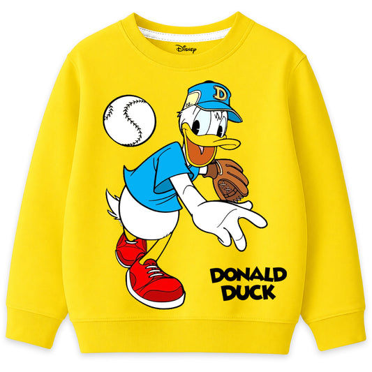 Kuchipoo © Disney Boys Donal Duck Graphic Printed Full Sleeve Round Neck Sweatshirt | Regular Fit Winterwear