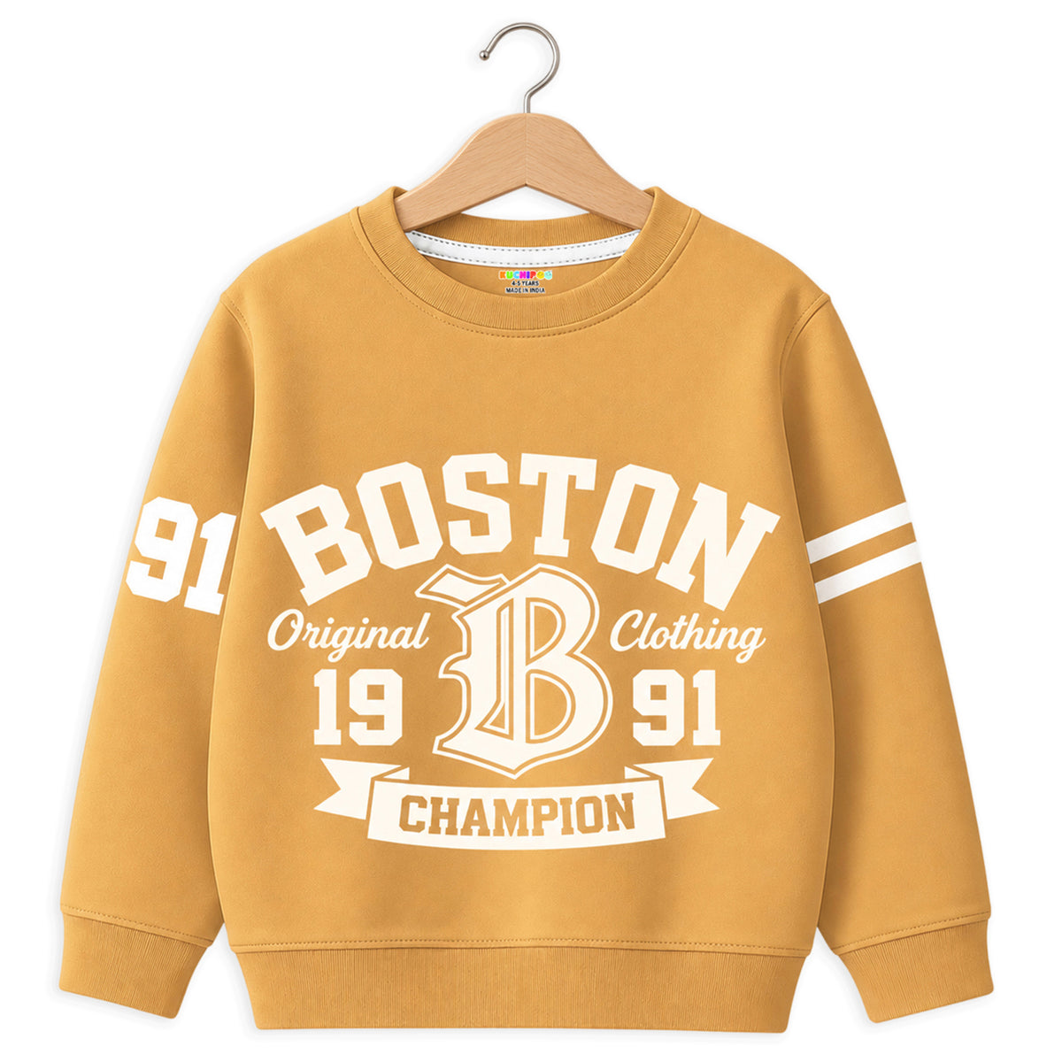 Kuchipoo Boys Graphic Printed Full Sleeve Round Neck Sweatshirt | Regular Fit Winterwear