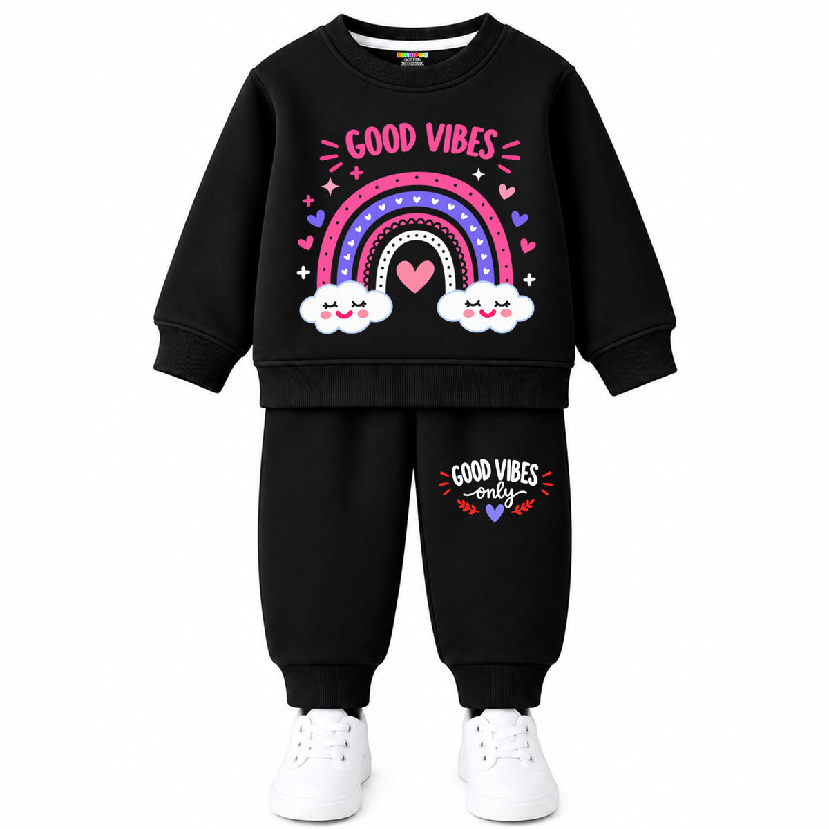 Kuchipoo Girls Printed Sweatshirt & Track Pant Set | Full Sleeve Winter Co-ord Set | Soft & Comfortable Casual Wear for Kids