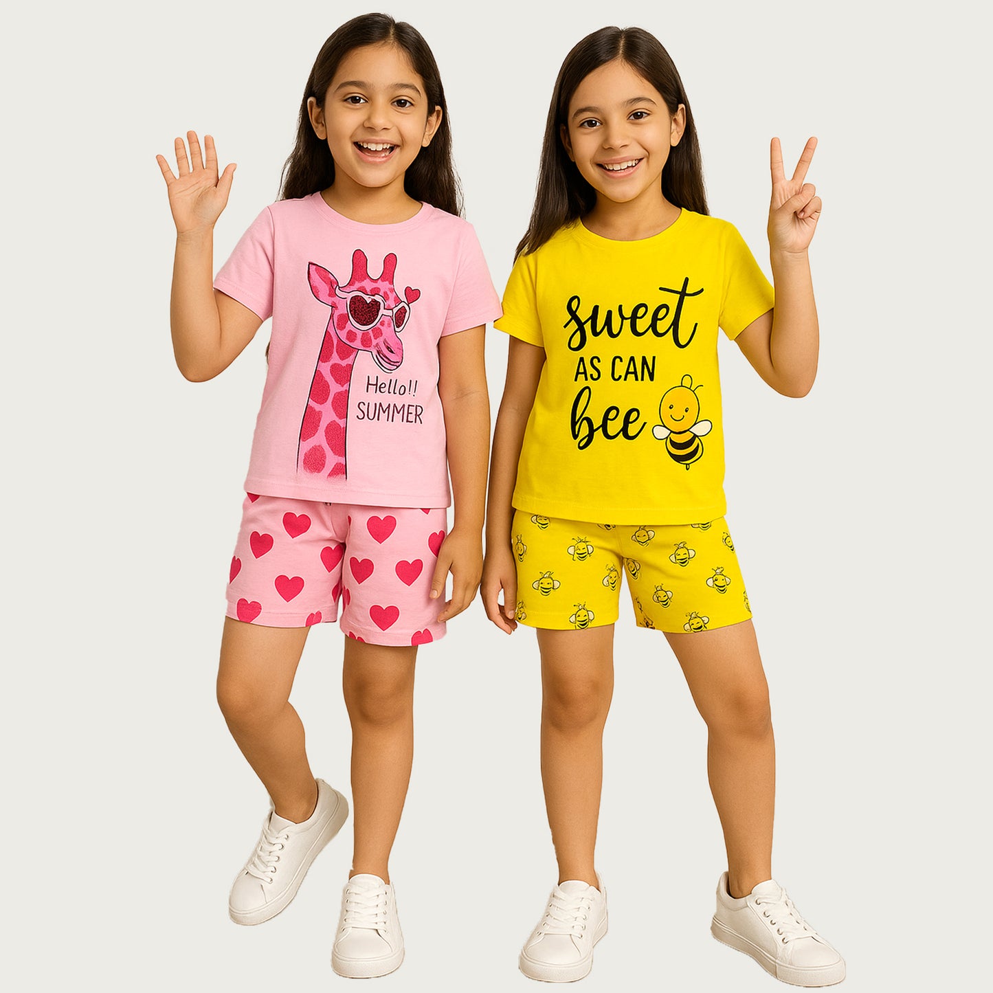 KUCHIPOO GIRLS HALF SLEEVES T-SHIRTS AND SHORTS SET