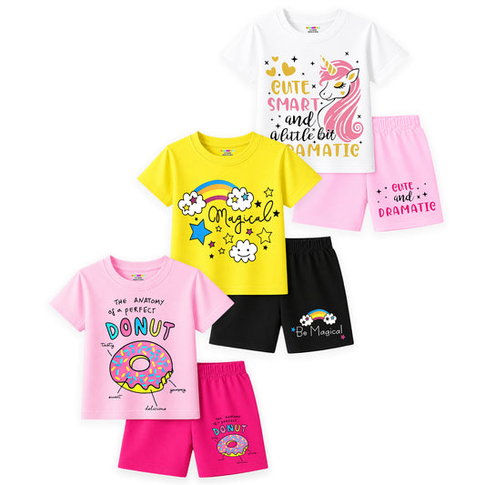 KUCHIPOO GIRLS HALF SLEEVES T-SHIRTS AND SHORTS SET