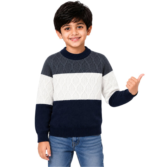 Kuchipoo Boys' Winter Wear Knitted Sweater | Full Sleeves Warm Pullover | Casual & Stylish Kids' Jumper