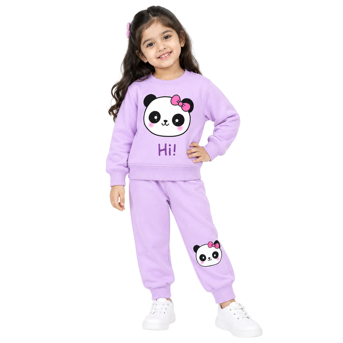 Kuchipoo Girls Printed Sweatshirt & Track Pant Set | Full Sleeve Winter Co-ord Set | Soft & Comfortable Casual Wear for Kids