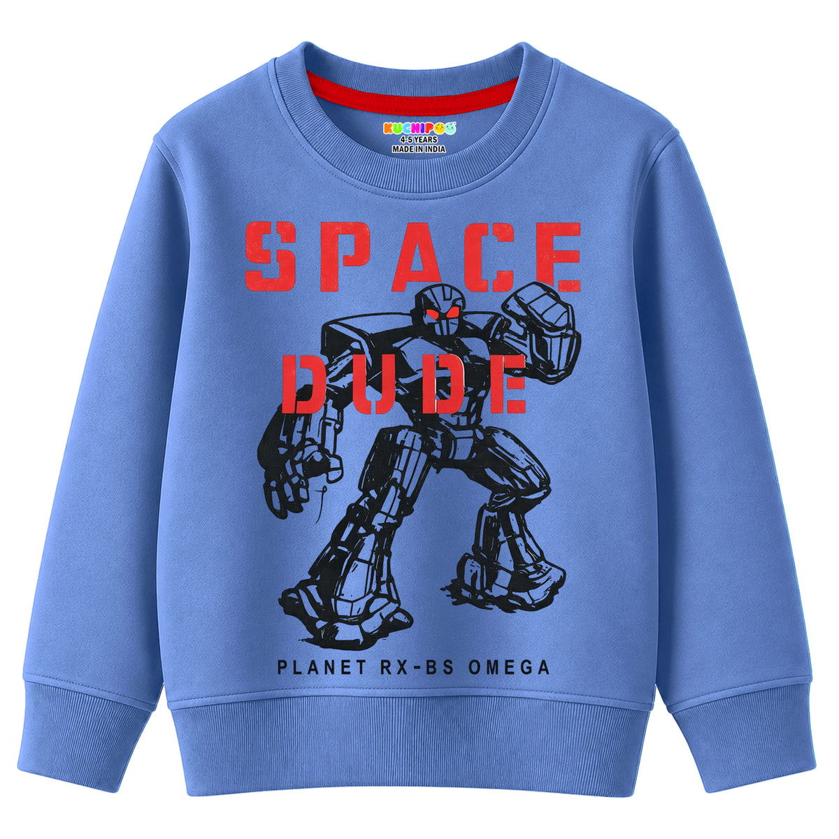 Kuchipoo Boys Graphic Printed Full Sleeve Round Neck Sweatshirt | Regular Fit Winterwear